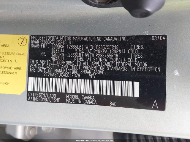 Продаж на аукціоні авто 2004 Lexus Rx 330, vin: 2T2HA31UX4C017379, номер лоту: 45615112