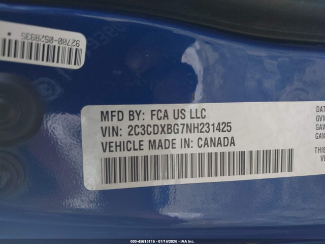 Aukcja sprzedaży 2022 Dodge Charger Sxt Rwd, vin: 2C3CDXBG7NH231425, numer aukcji: 45615116