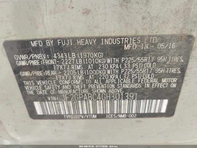 Subaru Crosstrek 2.0i Premium 2016 JF2GPABC4GH301391 Image 9