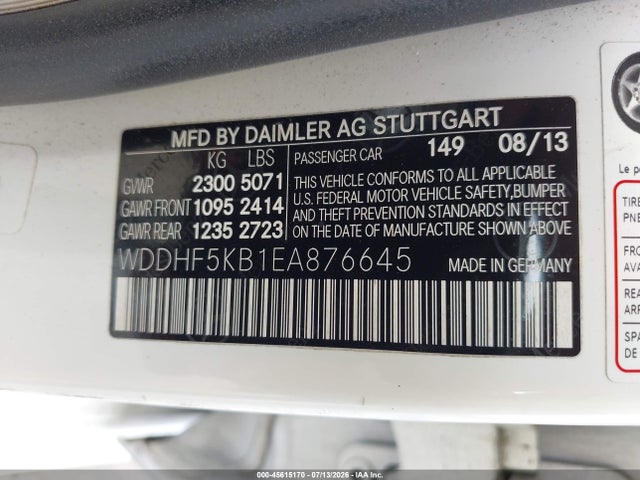 Mercedes-Benz E 350 2014 WDDHF5KB1EA876645 Image 9