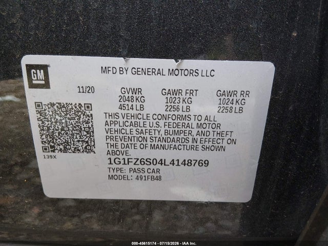 1G1FZ6S04L4148769 Chevrolet Bolt Ev Fwd Premier
