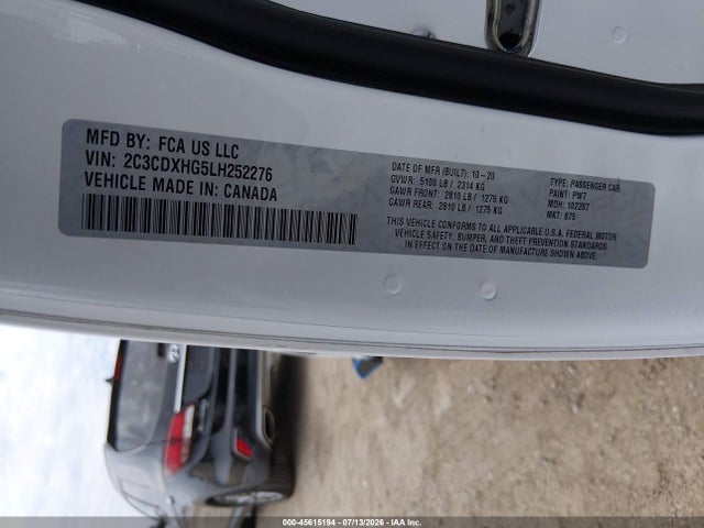 2C3CDXHG5LH252276 Dodge Charger Gt Rwd