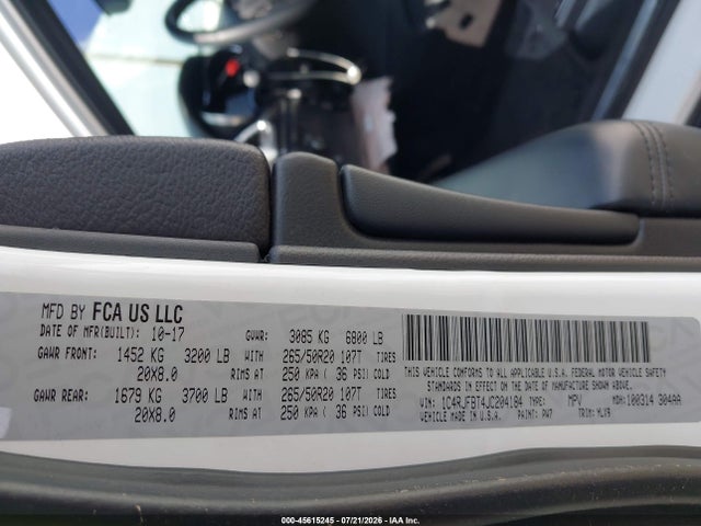 Продаж на аукціоні авто 2018 Jeep Grand Cherokee Sterling Edition 4x4, vin: 1C4RJFBT4JC204184, номер лоту: 45615245