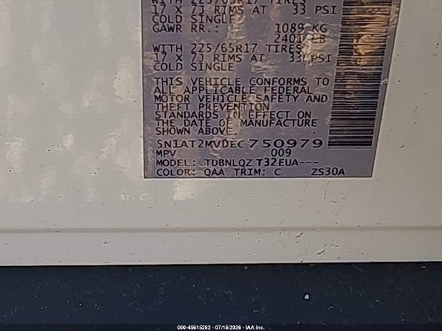 Aukcja sprzedaży 2014 Nissan Rogue Sv, vin: 5N1AT2MV0EC750979, numer aukcji: 45615282