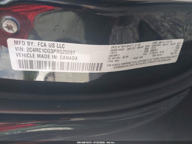 Продажа на аукционе авто 2023 Chrysler Voyager Lx, vin: 2C4RC1CG3PR525597, номер лота: 45615310