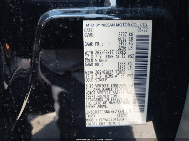 Nissan Frontier Sv 4x2 2022 1N6ED1EJ3NN676418 Image 9