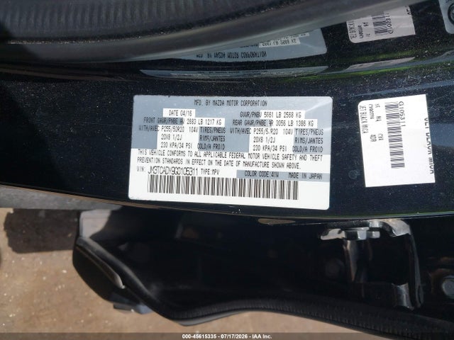 Продаж на аукціоні авто 2016 Mazda Cx-9 Grand Touring, vin: JM3TCADY9G0105311, номер лоту: 45615335