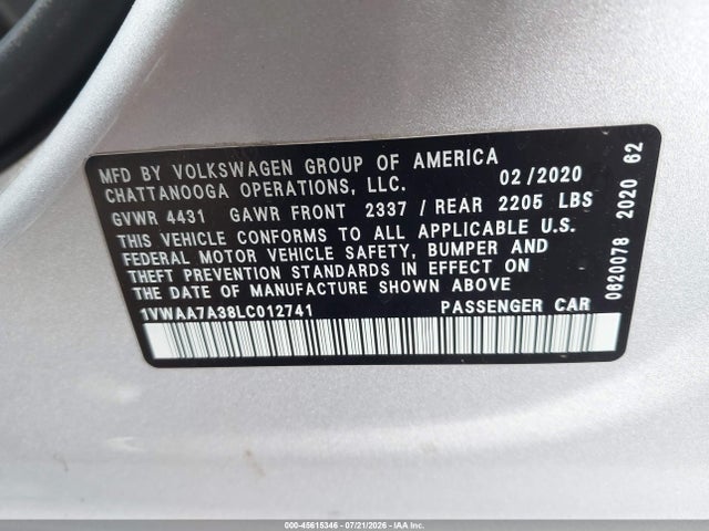 Volkswagen Passat 2.0t S 2020 1VWAA7A38LC012741 Image 9