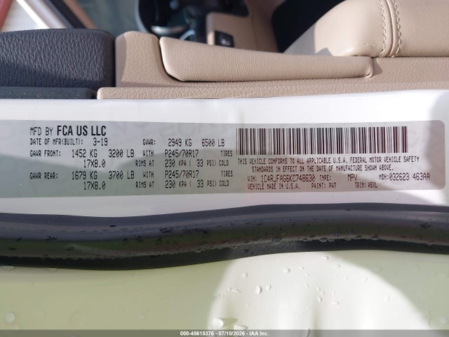 Продаж на аукціоні авто 2019 Jeep Grand Cherokee Laredo E 4x4, vin: 1C4RJFAG6KC748630, номер лоту: 45615376