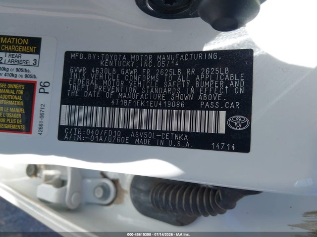 Toyota CAMRY LE 2014 4T1BF1FK1EU419086 Image 9