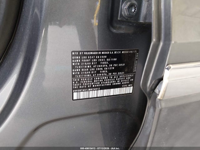 2018 Volkswagen Tiguan 2.0t Se/2.0t Sel მანქანა იყიდება აუქციონზე, vin: 3VV3B7AX1JM024612, აუქციონის ნომერი: 45615413