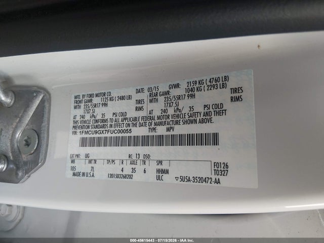 Ford ESCAPE SE 2015 1FMCU9GX7FUC00055 Image 9