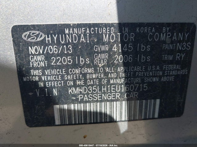 45615447 :رقم المزاد ، KMHD35LH1EU160715 vin ، 2014 Hyundai Elantra Gt مزاد بيع