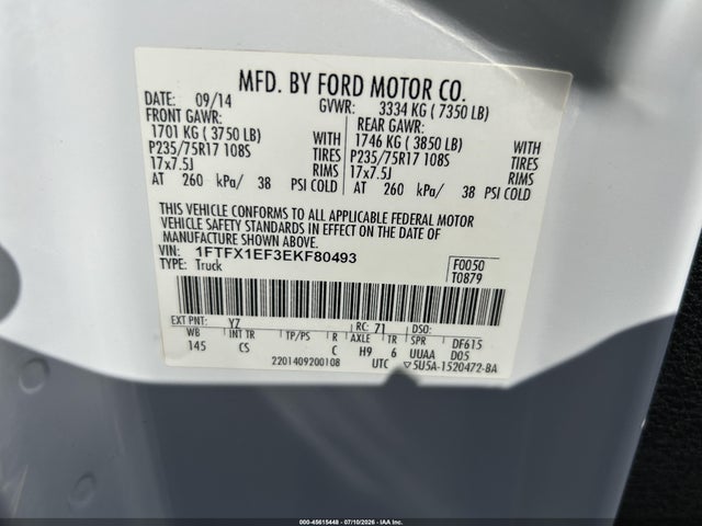 Ford F-150 Xl 2014 1FTFX1EF3EKF80493 Image 9