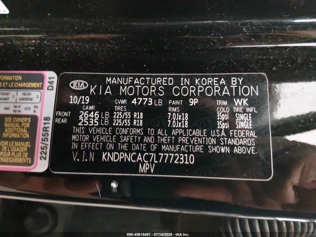 Продажа на аукционе авто 2020 Kia Sportage Ex, vin: KNDPNCAC7L7772310, номер лота: 45615497