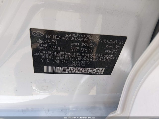 Hyundai ELANTRA SE 2020 5NPD74LF5LH600119 Image 9