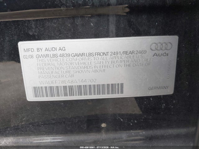 Aukcja sprzedaży 2008 Audi A4 2.0t/2.0t Special Edition, vin: WAUEF78E48A144702, numer aukcji: 45615561