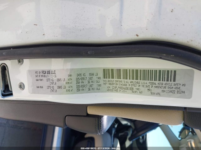 Продаж на аукціоні авто 2017 Jeep Cherokee Sport, vin: 1C4PJMAB3HW581828, номер лоту: 45615625