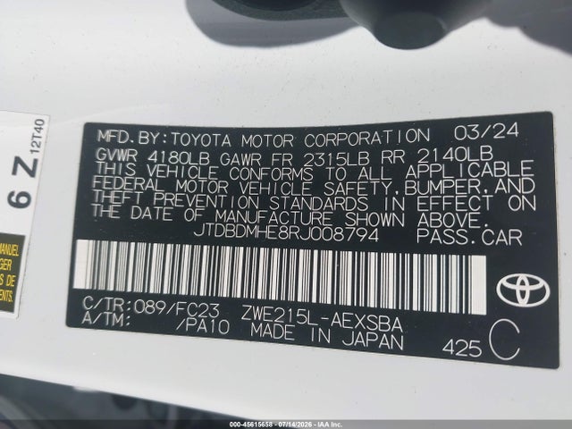 JTDBDMHE8RJ008794 Toyota Corolla Hybrid Se