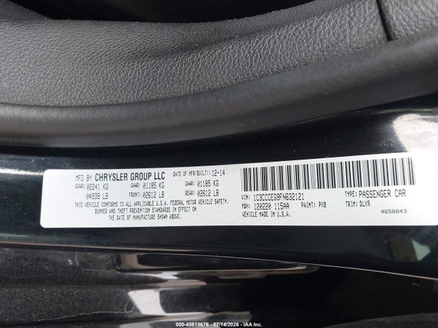 Chrysler 200 C 2015 1C3CCCEG9FN632121 Image 9