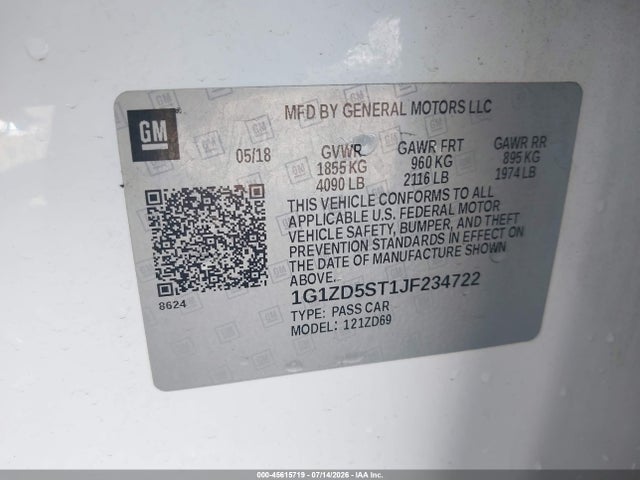 1G1ZD5ST1JF234722 Chevrolet MALIBU LT