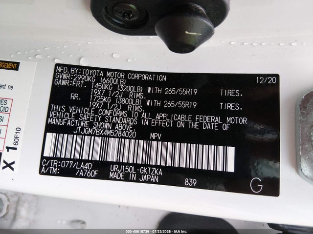 Aukcja sprzedaży 2021 Lexus Gx 460 Luxury, vin: JTJGM7BX4M5284020, numer aukcji: 45615736
