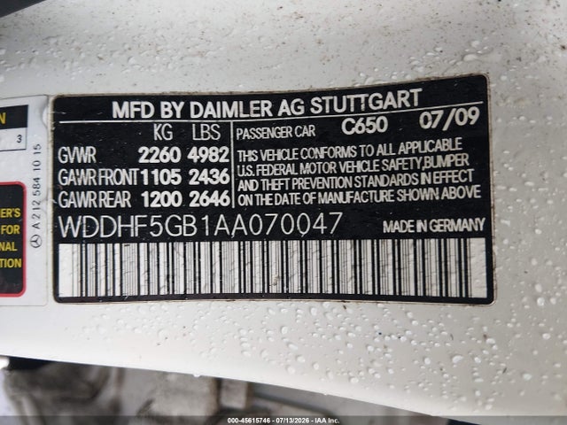 Продаж на аукціоні авто 2010 Mercedes-benz E 350, vin: WDDHF5GB1AA070047, номер лоту: 45615746