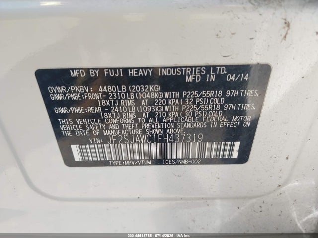 Продаж на аукціоні авто 2015 Subaru Forester 2.5i Touring, vin: JF2SJAWC1FH437319, номер лоту: 45615755