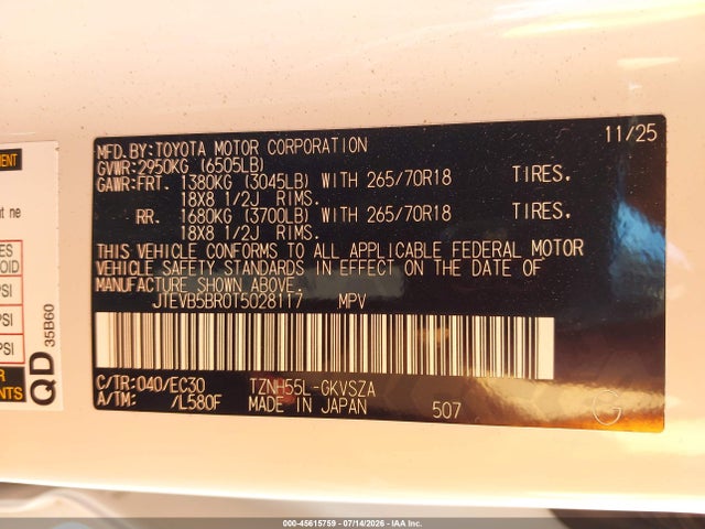 JTEVB5BR0T5028117 Toyota 4runner Hybrid Trd Pro