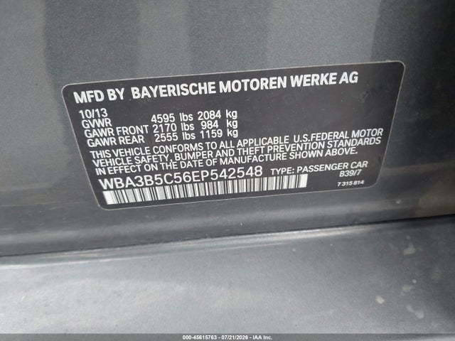 45615763 :رقم المزاد ، WBA3B5C56EP542548 vin ، 2014 Bmw 328i Xdrive مزاد بيع