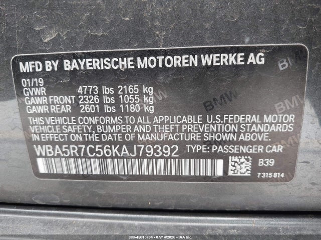 Aukcja sprzedaży 2019 Bmw 330i Xdrive, vin: WBA5R7C56KAJ79392, numer aukcji: 45615764
