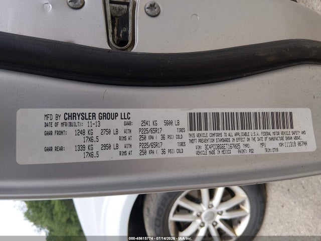 2014 Dodge Journey Sxt მანქანა იყიდება აუქციონზე, vin: 3C4PDDBG6ET167025, აუქციონის ნომერი: 45615774