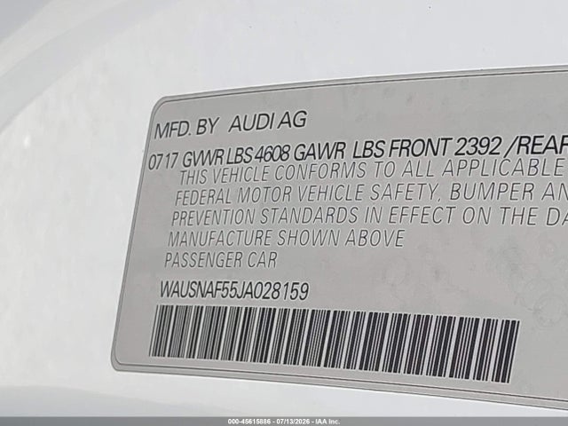 Aukcja sprzedaży 2018 Audi A5 2.0t Premium, vin: WAUSNAF55JA028159, numer aukcji: 45615886