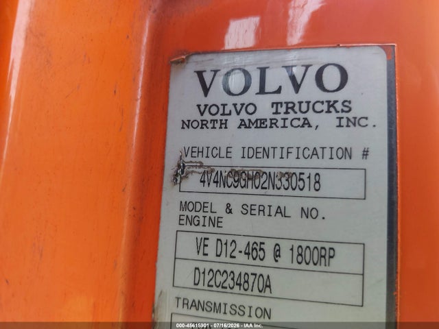 Aukcja sprzedaży 2002 Volvo Vn, vin: 4V4NC9GH02N330518, numer aukcji: 45615901