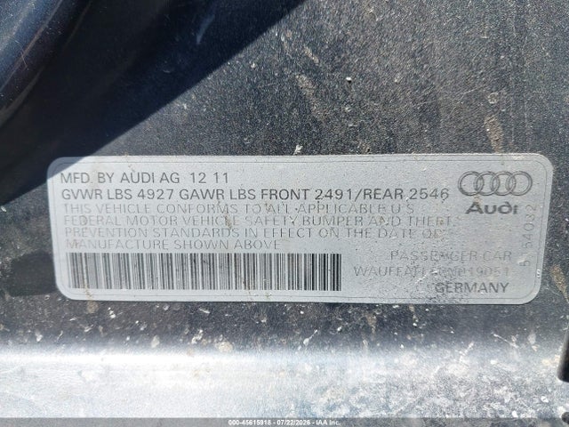 45615918 :رقم المزاد ، WAUFFAFL5CN019051 vin ، 2012 Audi A4 2.0t Premium Plus مزاد بيع