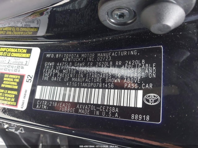 Toyota CAMRY SE 2023 4T1G11AK0PU781456 Image 9