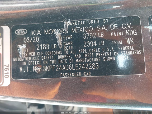KIA Forte Lxs 2020 3KPF24AD6LE242283 Image 9