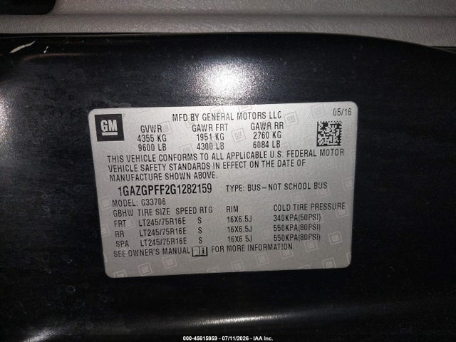 Chevrolet Express 3500 Lt 2016 1GAZGPFF2G1282159 Image 9