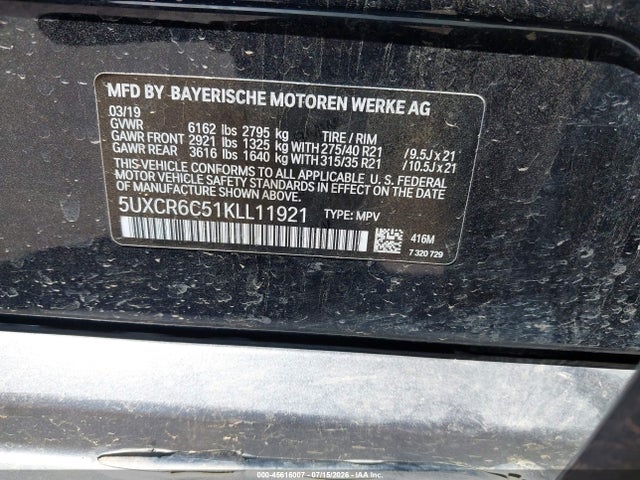 Продаж на аукціоні авто 2019 Bmw X5 Xdrive40i, vin: 5UXCR6C51KLL11921, номер лоту: 45616007