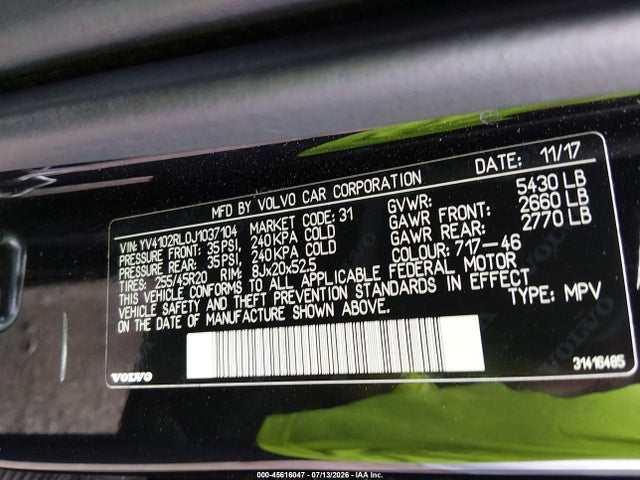Продаж на аукціоні авто 2018 Volvo Xc60 T5 Inscription, vin: YV4102RL0J1037104, номер лоту: 45616047