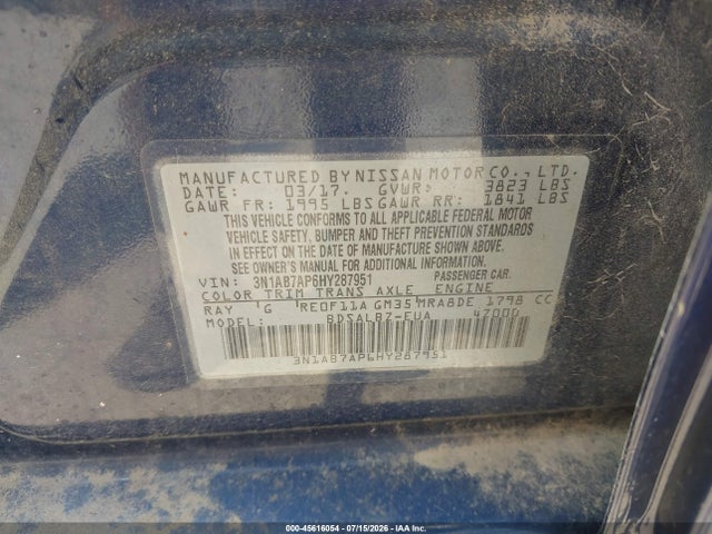Nissan SENTRA S 2017 3N1AB7AP6HY287951 Image 20