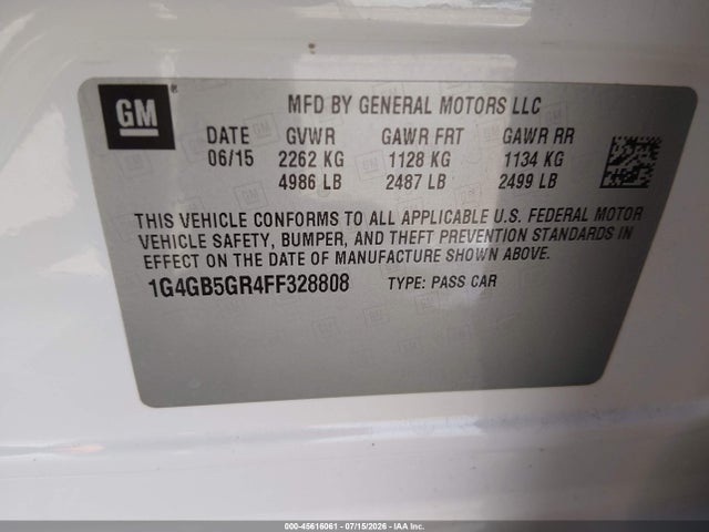 Buick Lacrosse Leather 2015 1G4GB5GR4FF328808 Image 9