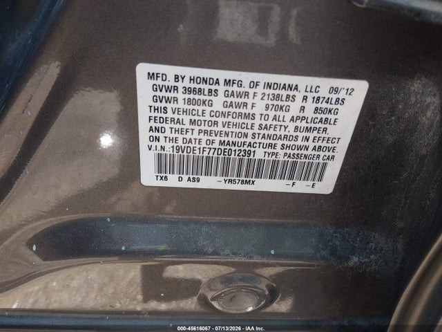 2013 Acura Ilx 2.0l მანქანა იყიდება აუქციონზე, vin: 19VDE1F77DE012391, აუქციონის ნომერი: 45616067