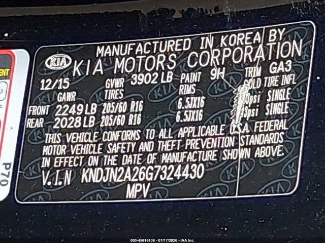 KIA Soul 2016 KNDJN2A26G7324430 Image 9
