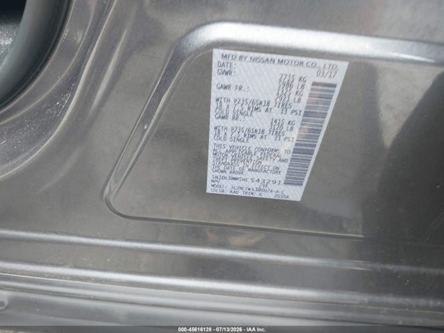 45616128 :رقم المزاد ، 5N1DL0MM5HC543291 vin ، 2017 Infiniti Qx60 مزاد بيع