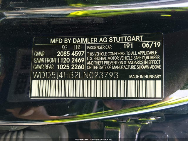 2020 Mercedes-benz Cla 250 4matic მანქანა იყიდება აუქციონზე, vin: WDD5J4HB2LN023793, აუქციონის ნომერი: 45616141