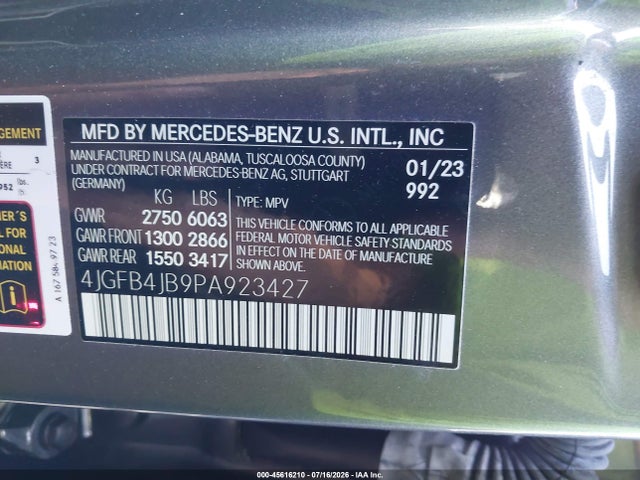 4JGFB4JB9PA923427 Mercedes-Benz GLE 350