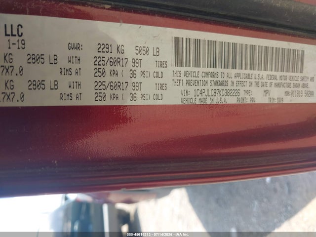 2019 Jeep Cherokee Latitude Fwd მანქანა იყიდება აუქციონზე, vin: 1C4PJLCB7KD382226, აუქციონის ნომერი: 45616213