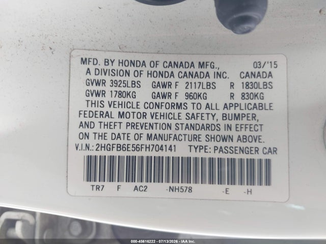 Honda CIVIC SI 2015 2HGFB6E56FH704141 Image 9