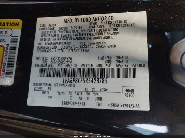 Ford Mustang Gt Premium Fastback 2024 1FA6P8CF5R5428785 Image 9